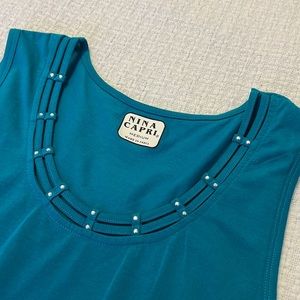 Nina Capri Turquoise Scoop Neck Tank Top NWT Size Medium